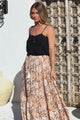 Zia Maxi Skirt - High Waisted Skirt with Tassel Waist Tie and Front Splits in Lyanna Print