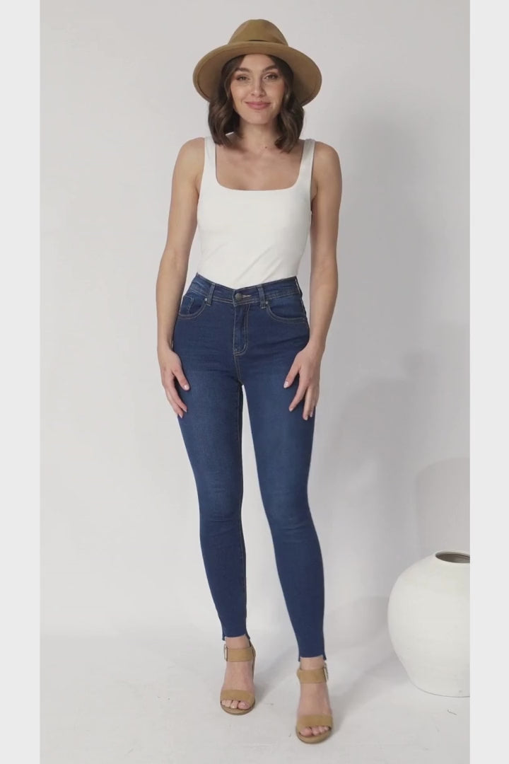 Zeek Jeans - High Waisted Skinny Jean in Dark Denim