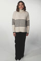 Emmett Jumper - Turtle Neck Stripe Pull Over Jumper with Stripes in Oat Marle