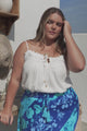 Hellen Maxi Skirt - High Waisted Skirt with Front Splits in Clavelle Print Blue