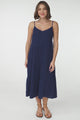 Rinley Midi Dress - Adjustable Strap Tiered Dress in Navy