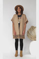 Amore Cardigan - Throw Over Open Knit Poncho with Tassel Hem in Camel