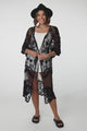 Haylo Kimono - Floral Lace Kimono with Scallop Hemline in Black