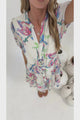 Cecilia Mini Dress - Mandarin Collar Shirt Dress with String Belt in Lazuli Print