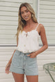 Chance Denim Shorts - High Rise Patch Front Pocket Shorts in Light Denim