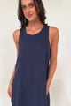 Tineshe Maxi Dress - Crew Neck Streamlined Sleeveless Dress with Pockets in Navy