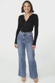 Farah Jeans - Highwaisted Flare Leg Stretch Jean in Mid Denim