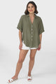 Shelly Shirt - Collared Button Down Shirt in Khaki