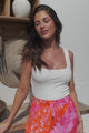 Hellen Maxi Skirt - High Waisted Skirt with Front Splits in Clavelle Print Pink