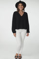 Nelly Top - Easy Wear V Neck Pull Over Top In Black