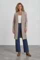 Darlington Cardigan - Ribbed Shawl Collar Checkered Knit with Pockets in Mocha