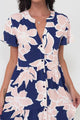 Milla Midi Dress - Tiered Button Down Dress in Jetson Print Navy