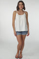 Eloi Cami - White - Adjustable Spaghetti Strap Linen Blend Top