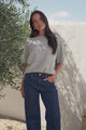 Fable Knit Top - Crew Neck Relaxed Super Soft Knit Tee in Grey Marle