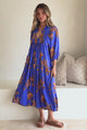 JAASE - Boheme Midi Dress: Piping Defined Bust Slimline Smock Dress In Maribella Print