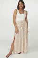 Aminah Maxi Skirt - High Waisted Skirt with Front Splits in Cream