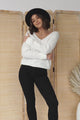 Carol Knit Top - Soft V Neck Batwing Sleeve Knit Top in Off White