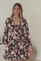Soho Mini Dress - A Line Button Down Tiered Dress in Hollis Print Brown