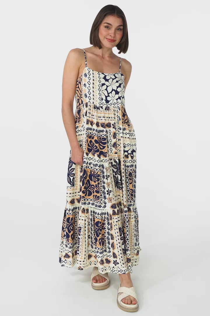 Tay Maxi Dress - Adjustable Spaghetti Strap Sun Dress in Alphy Print