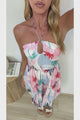 Venus Mini Dress - Keyhole Halterneck Tiered Fit and Flare Dress in Frederika Print