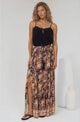 Hellen Maxi Skirt - High Waisted Skirt with Front Splits in Pree Print Black