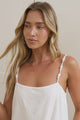 Franca Cami - Faux Pearl Detailed Spaghetti Strap Top in White