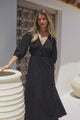 Elise Maxi Dress - Empire Waistline Dress with 3/4 Sleeves in Black