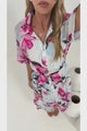Posie Midi Dress - Collared Button Down Shirt Dress with Matching Waist Tie in Anemone Print