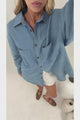 Foster Shirt - Oversized Button Down Denim Shirt in Mid Denim Wash