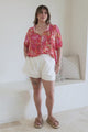 Neo Blouse - High Frill Collar Button Down Shirt in Mirella Print