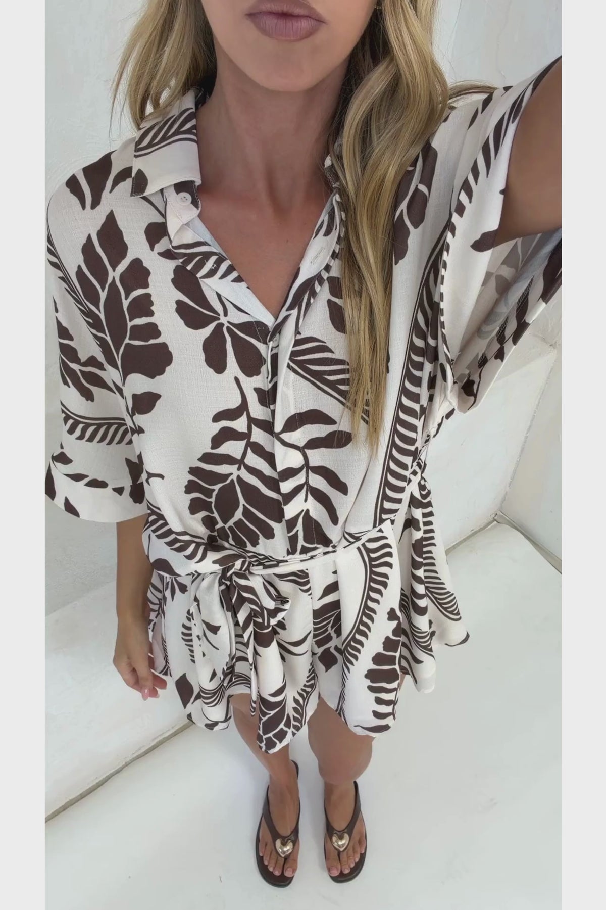 Robina Playsuit - Collared Button Down Front with Detatchable Waist Tie in Campbell Print