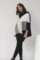 Reed Jumper - Colour Block Batwing Long Sleeve Knit in Black