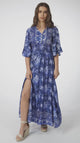 Alba Maxi Dress - Buttoned Bodie A Line Dress With Flute Sleeves In Janger Print