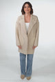 Kierce Cardigan - Folded Lapel Collar Coatigan with Pockets in Beige