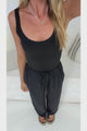 Zafira Pants - High Waisted Cheesecloth Pants with Waist Tie in Black