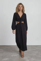 Mackenzie Maxi Dress - Deep V Neckline Dress With Cut Out Waist Detail in Black