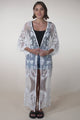 Haylo Kimono - Floral Lace Kimono with Scallop Hemline in White