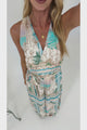 Lira Jumpsuit - V-Neck Wide Leg Pant Jumpsuit with Belt in Domitia Print