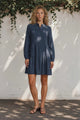 Eliza Mini Dress - Mandarin Collar Dress with Pintuck Front Detailing in Navy