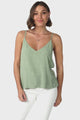 Emah Cami - Relaxed V Neck Adjustable Strap Top in Khaki