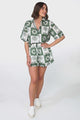 Mirian Button Up Shirt And Shorts Set - Layah Print in Green