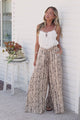 Charli Pants - Paper Bag High Waisted Wide Leg Pants in Gravitas Print