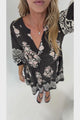 Sorrento Mini Dress - V-Neck Shift Dress with Balloon Sleeves in Destinys Print