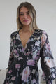 Trina Maxi Dress - Deep V Neck Tiered A-Line Dress with Balloon Sleeves in Bronson Print