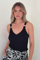 Ashora Pants - Paper Bag High Waisted Wide Leg Pants with Black & White Graphic Print