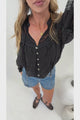 Jocelyn Blouse - Lace Button Down with Cami and Balloon Sleeves in Black