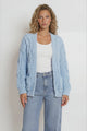 Elias Cardigan - Open Front Thick Cable Knit with Pockets in Blue