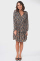 Alara Mini Dress - Frill Collar A Line Dress with Long Sleeves in Vella Print