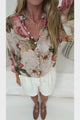 Rochelle Blouse - Mandarin Collar Button Down with Balloon Sleeves in Jovie Print