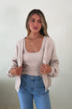 Indie Cardigan Set - Knit Top and Button Down Cardigan Set in Beige